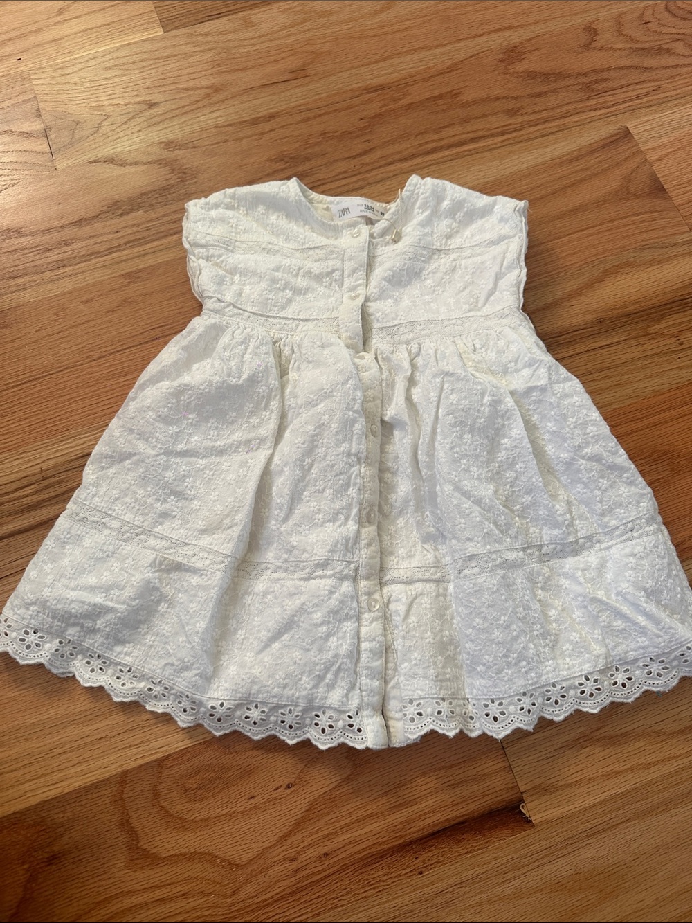 Zara White Eyelet Lace Dress for Girls